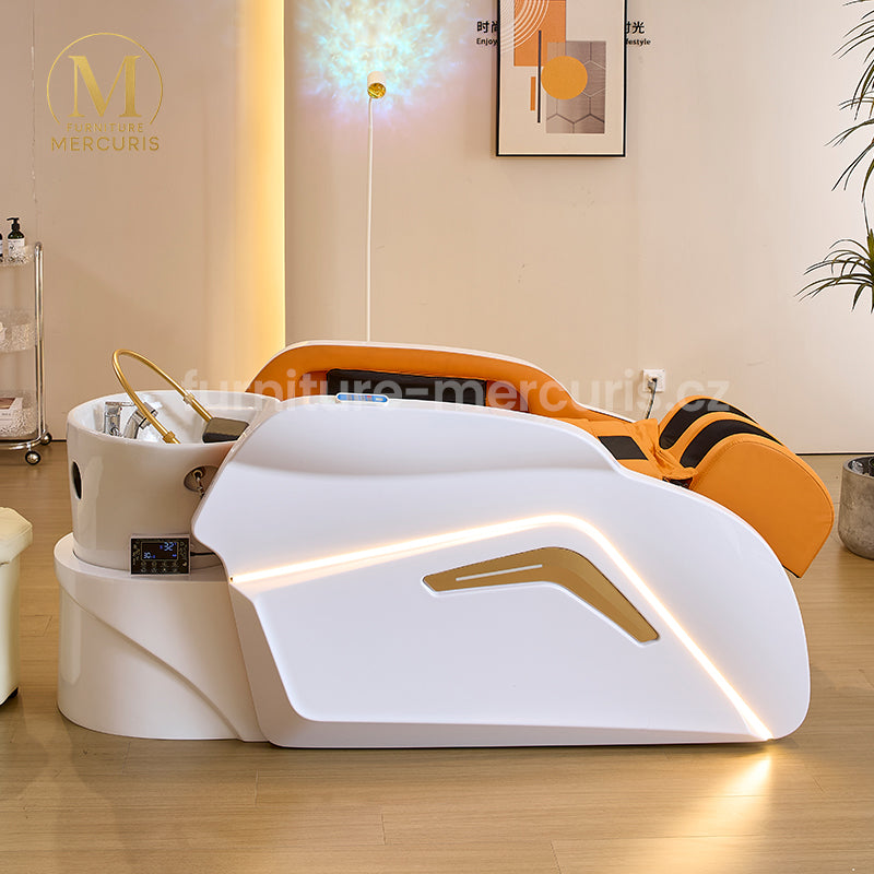 Hydro masážní Head Spa lehátko Saphira s cirkulací vody, vibrační masáží a LED osvětlením