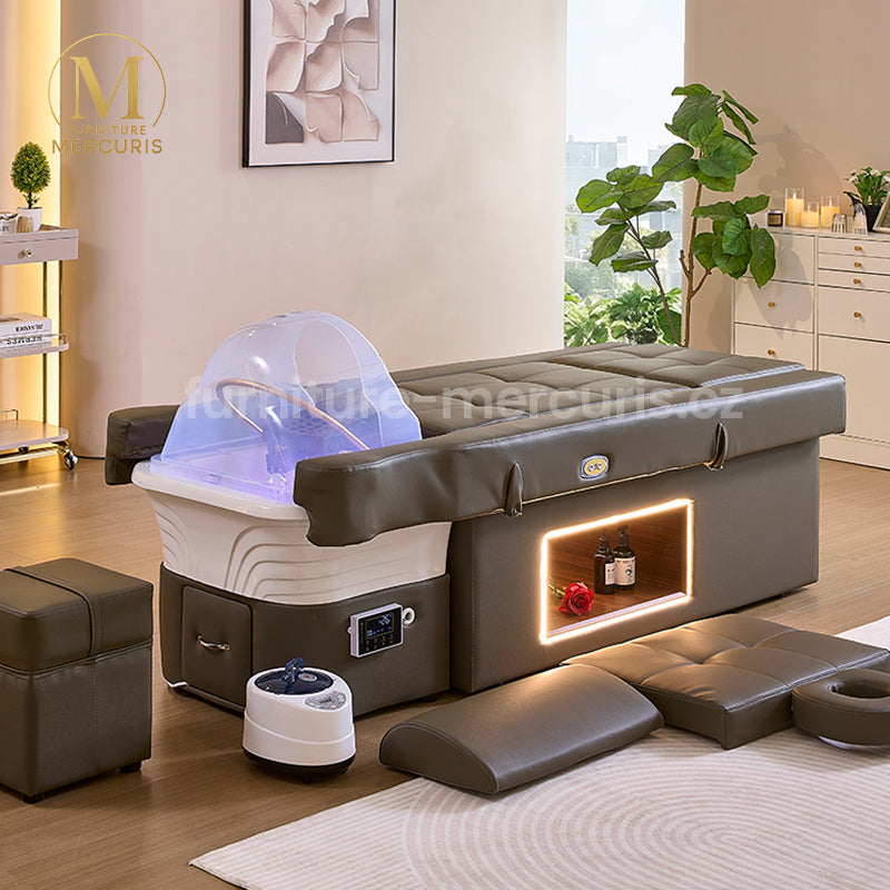 Moderní Head Spa lehátko Veloura Moderní Head Spa lehátko Veloura s pedikérským umyvadlem a zdvihacím mechanismem