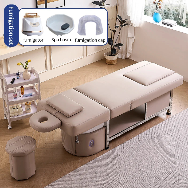 Head Spa Lehátko KORBEN s Párou, Aromaterapií a Dvojitým Dřezem