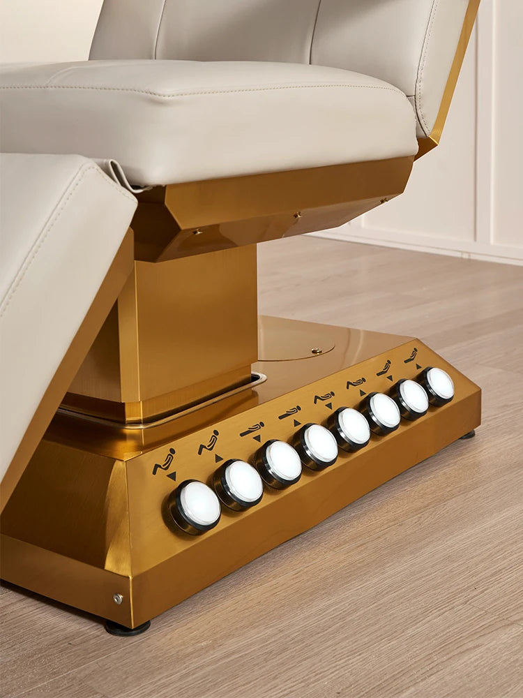Luxusní Elektrické Kosmetické Křeslo se Zlatou Základnou - Gold Spa Bed