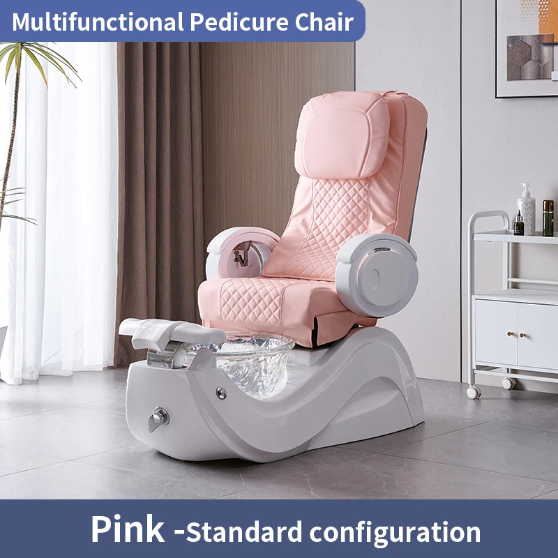 Luxury Pedicure Chair with Glass Tub and Massage Function
