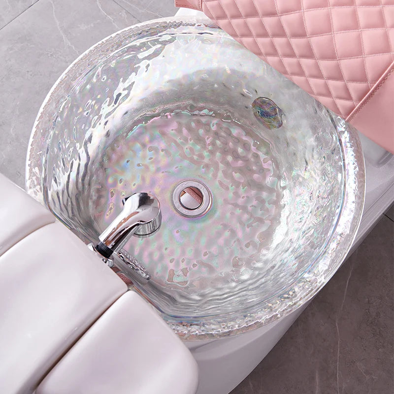 Luxury Pedicure Chair with Glass Tub and Massage Function