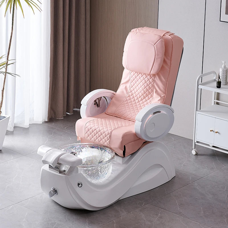 Luxury Pedicure Chair with Glass Tub and Massage Function