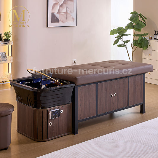 Moderní Head Spa lehátko Vellum je navrženo pro maximální pohodlí a relaxaci vašich klientů. Kombinuje elegantní design s pokročilými technologiemi