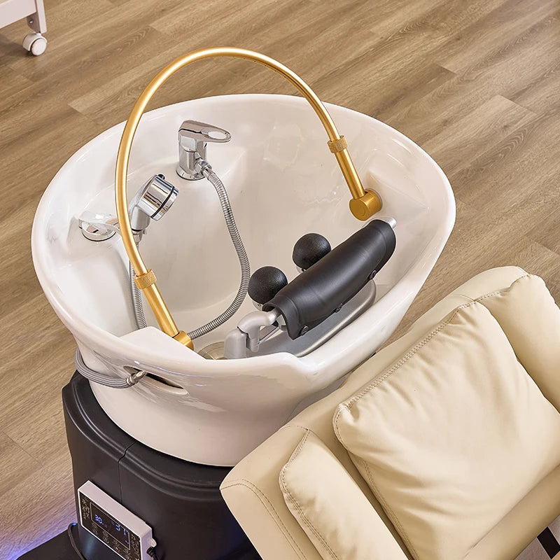 Modern electric chair with integrated wash basin - Head treatment bed water circulation fumigation