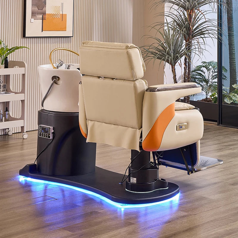 Modern electric chair with integrated wash basin - Head treatment bed water circulation fumigation