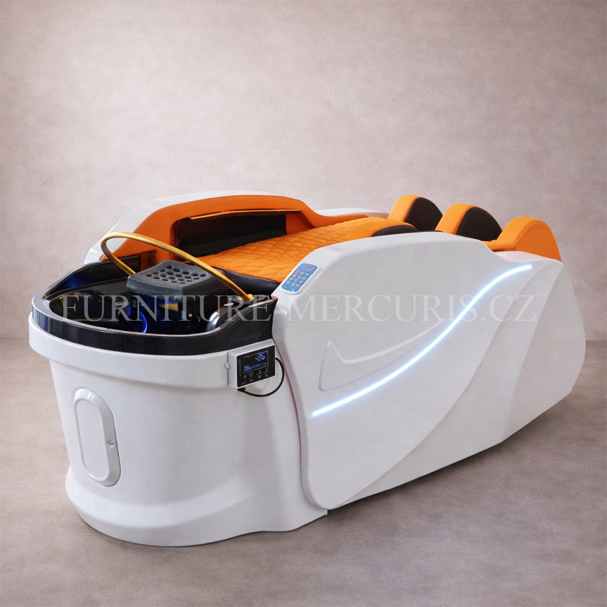 Hydro masážní Head Spa lehátko MAESTRO s cirkulací vody, vibrační masáží a LED osvětlením