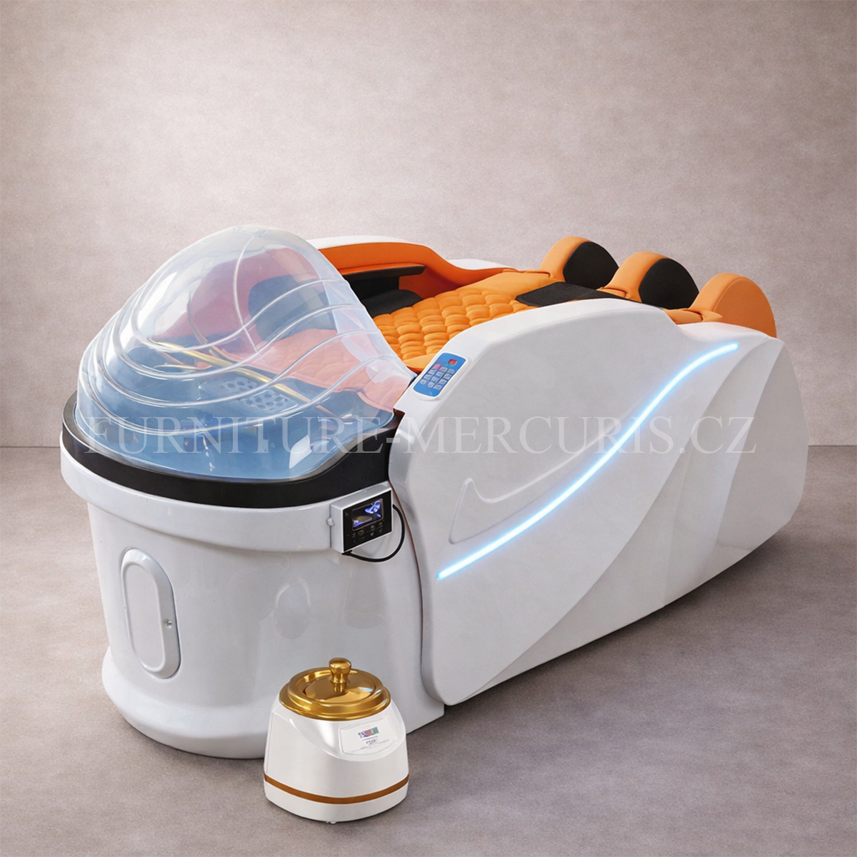 Hydro masážní Head Spa lehátko MAESTRO s cirkulací vody, vibrační masáží a LED osvětlením