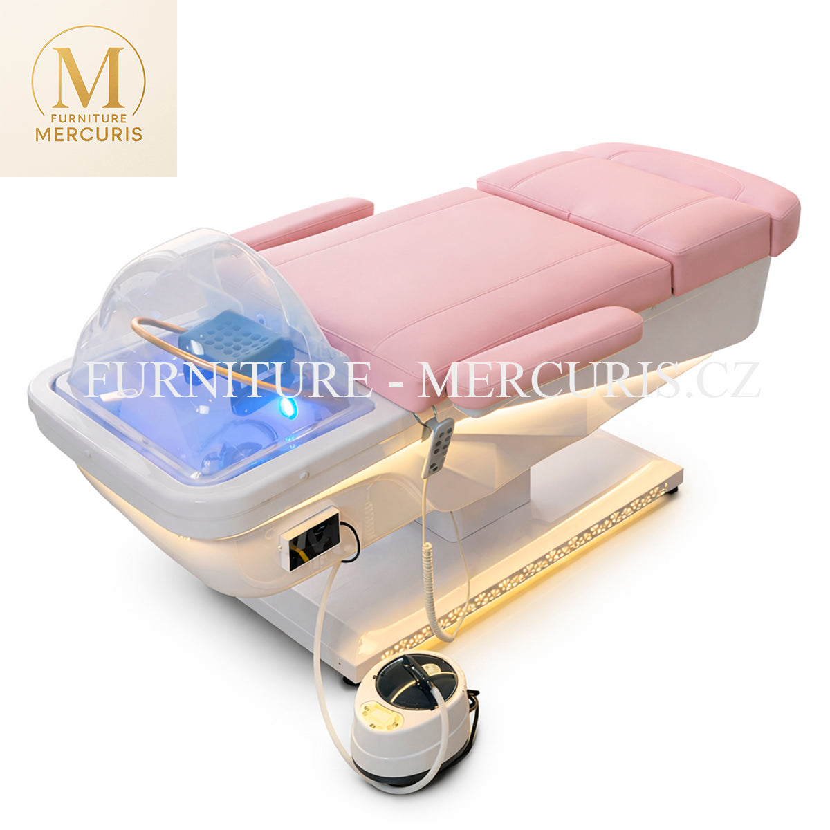 Head Spa lehátko Flamingo - elektrický zdvih opěrky + LED + pedikúrní vanička