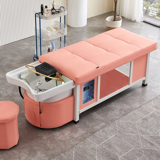 Head Spa lehátko Flower s parní funkcí a růžovým čalouněním